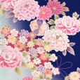 画像4: 七五三 着物 2025年新作 7歳 絵羽柄の四つ身の子供着物(合繊) 単品【群青色ｘ水色、鼓・花爛漫】