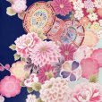 画像5: 七五三 着物 2025年新作 7歳 絵羽柄の四つ身の子供着物(合繊) 単品【群青色ｘ水色、鼓・花爛漫】