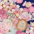 画像6: 七五三 着物 2025年新作 7歳 絵羽柄の四つ身の子供着物(合繊) 単品【群青色ｘ水色、鼓・花爛漫】