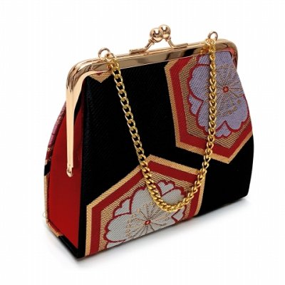 画像4: 七五三 こども袋帯 箱せこセット 7歳 女の子用 オリジナル・ペアセット袋帯 筥迫(はこせこ) 草履 バッグ【黒地、亀甲に梅】