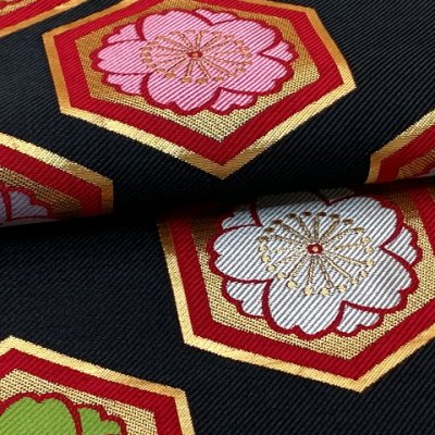 画像10: 七五三 こども袋帯 箱せこセット 7歳 女の子用 オリジナル・ペアセット袋帯 筥迫(はこせこ) 草履 バッグ【黒地、亀甲に梅】