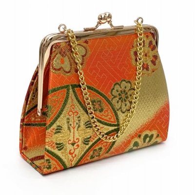 画像4: 七五三 7歳 女の子大寸 金襴生地 結び帯 はこせこセット ペアセット(合繊)【朱赤ｘ金、七宝】