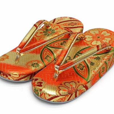 画像5: 七五三 7歳 女の子大寸 金襴生地 結び帯 はこせこセット ペアセット(合繊)【朱赤ｘ金、七宝】