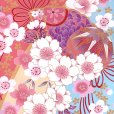 画像4: 七五三 着物 7歳 絵羽柄の古典柄の四つ身の子供着物(合繊) 単品【水色、枝垂れ桜に鞠】