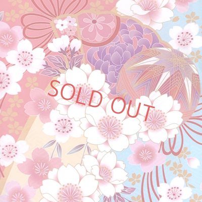 画像4: 七五三 着物 7歳 絵羽柄の古典柄の四つ身の子供着物(合繊) 単品【水色、枝垂れ桜に鞠】