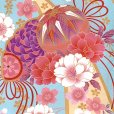 画像5: 七五三 着物 7歳 絵羽柄の古典柄の四つ身の子供着物(合繊) 単品【水色、枝垂れ桜に鞠】