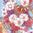 画像6: 七五三 着物 7歳 絵羽柄の古典柄の四つ身の子供着物(合繊) 単品【水色、枝垂れ桜に鞠】