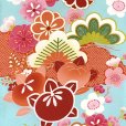 画像4: 七五三 着物 7歳 絵羽柄の古典柄の四つ身の子供着物(合繊) 単品【水色、橘】