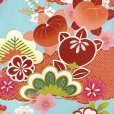 画像5: 七五三 着物 7歳 絵羽柄の古典柄の四つ身の子供着物(合繊) 単品【水色、橘】