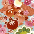 画像6: 七五三 着物 7歳 絵羽柄の古典柄の四つ身の子供着物(合繊) 単品【水色、橘】