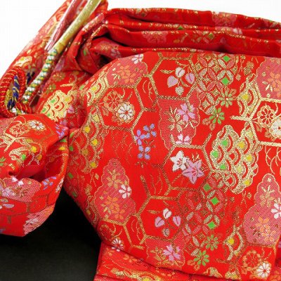 画像7: 七五三 着物 女の子 フルセット 7歳 合繊 絵羽柄の子供振袖 結び帯コーディネートセット【水色、橘】