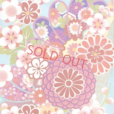 画像5: 七五三 着物 7歳 絵羽柄の古典柄の四つ身の子供着物(合繊) 単品【水色、鞠と梅】