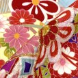 画像7: 七五三 着物 7歳 絵羽柄の古典柄の四つ身の子供着物(合繊) 単品【水色、鞠と梅】