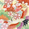 画像6: 七五三 着物 7歳 絵羽柄の古典柄の四つ身の子供着物(合繊) 単品【淡黄色、鶴】