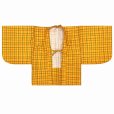 画像3: 子供着物アンサンブル 女の子用 先染め ウールの着物と羽織セット 130サイズ【黄色系、チェック】