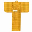 画像4: 子供着物アンサンブル 女の子用 先染め ウールの着物と羽織セット 130サイズ【黄色系、チェック】