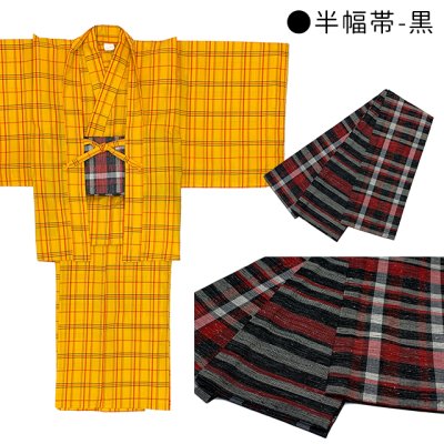 画像4: 子供着物アンサンブル 女の子用 先染め ウールの着物と羽織、半幅帯セット 140/150サイズ