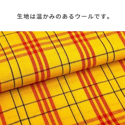 画像6: 子供着物アンサンブル 女の子用 先染め ウールの着物と羽織、半幅帯セット 140/150サイズ