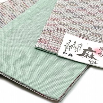 画像4: レディース 浴衣帯 珍しい麻と和紙の混紡素材の小袋帯 夏帯 半幅帯【カラフル市松】
