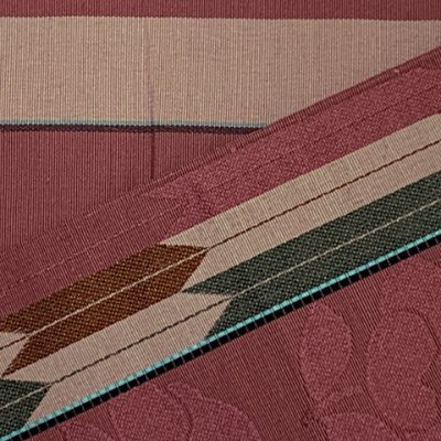 画像4: 正絹 半幅帯 本場筑前 博多織 証紙付き 日本製 小袋帯 細帯【梅色系、矢羽に椿】