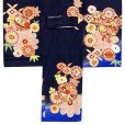 画像3: お宮参り 女の子 着物 正絹 京友禅 金駒刺繍 日本製 赤ちゃんのお祝い着 （初着 産着） 襦袢付き【紺ｘ青、鞠と菊・七宝】