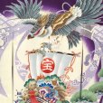 画像3: お宮参りの着物 初着 産着 男の子 上質国産生地 洗えるお祝い着(合繊)【紫、鷹に宝船】