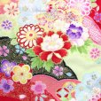 画像6: 七五三 7歳 女の子用 日本製 正絹 絵羽付け 四つ身の着物【赤、古典 桜と菊】 (6)