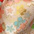 画像3: 結び帯 七五三 7歳 女の子 金襴生地の帯 合繊 単品 日本製【白系、桜】 (3)