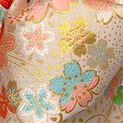 画像3: 結び帯 七五三 7歳 女の子 金襴生地の帯 合繊 単品 日本製【白系、桜】
