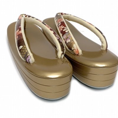 画像6: 草履バッグセット 成人式 お正月 振袖に 3Lサイズ 三枚芯の草履(適応：26.0cm-27.5cm位)セット「エンジ系ｘゴールド、牡丹」ZB3L1007