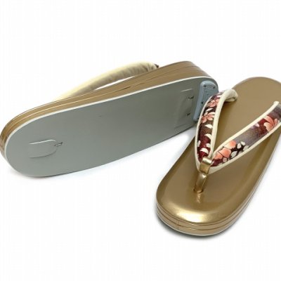 画像7: 草履バッグセット 成人式 お正月 振袖に 3Lサイズ 三枚芯の草履(適応：26.0cm-27.5cm位)セット「エンジ系ｘゴールド、牡丹」ZB3L1007