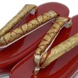 画像5: 草履バッグセット 振袖用 帯生地使用のバッグと2枚芯の草履 フリーサイズ【レッド＆ゴールド】 (5)