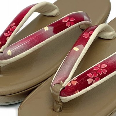 画像5: 草履バッグセット 成人式や十三参りの振袖に Sサイズ (適応：21.0cm-22.5cm位)「レッドxゴールド、桜」ZBS1018