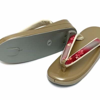 画像7: 草履バッグセット 成人式や十三参りの振袖に Sサイズ (適応：21.0cm-22.5cm位)「レッドxゴールド、桜」ZBS1018