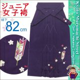 卒業式 小学生向け ジュニアサイズの女の子用刺繍入り袴(140サイズ)【紫、矢絣と梅】