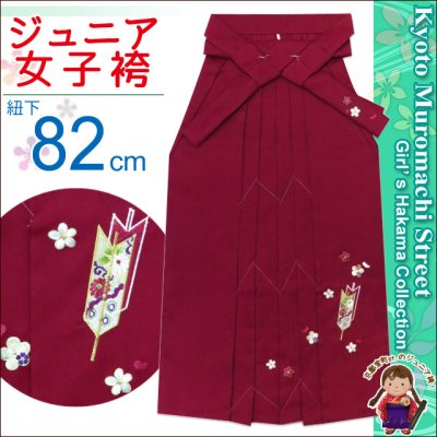 画像1: 卒業式 小学生向け ジュニアサイズの女の子用刺繍入り袴(140サイズ)【ローズ、矢絣と梅】