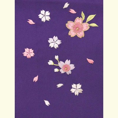 画像3: 七五三 3歳女の子用 桜刺繍の子供袴【青紫】 紐下丈55cm(100サイズ)