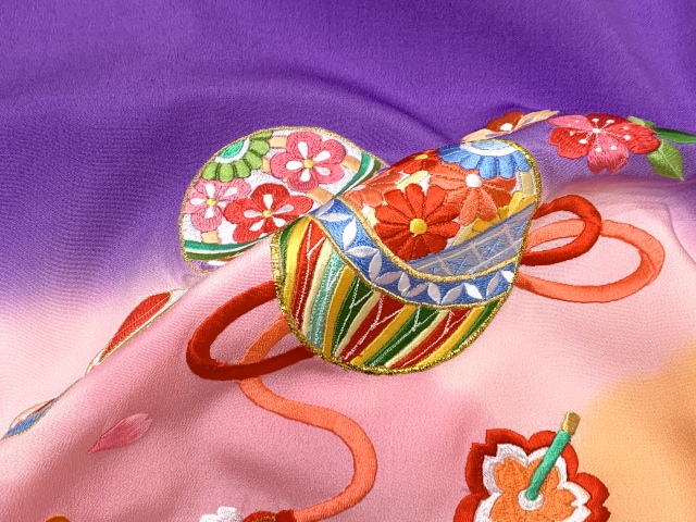 長襦袢 レディース 女性用 正絹 シルク 薄紫のぼかし染め 花柄 秋冬用 