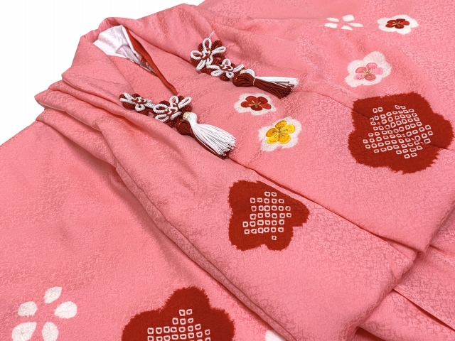 七五三 女の子 三歳用 一つ身　ちりめん　絞り　刺繍入　振袖　着物　被布　セット