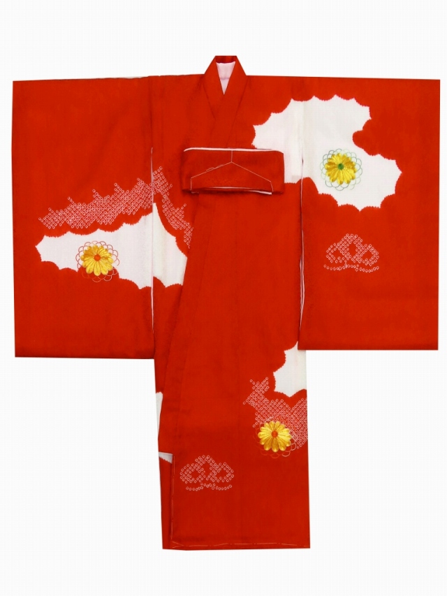 お宮参り 女の子 着物 日本製 本絞り 刺繍柄の赤ちゃんのお祝い着 （初 