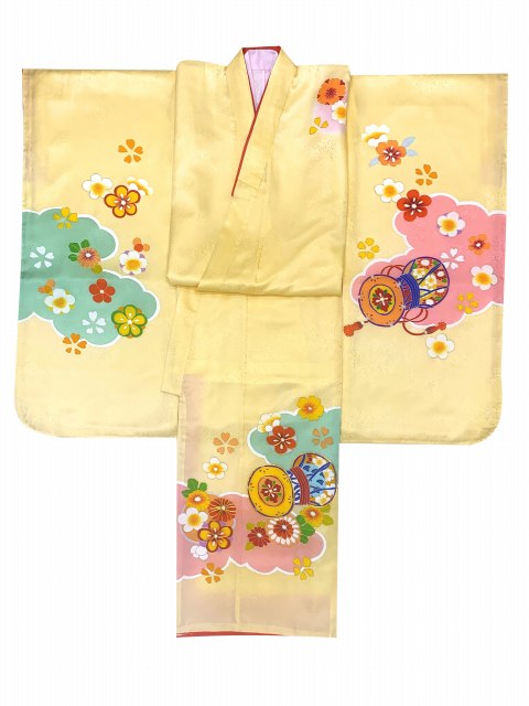 Japanesekimono祝着物 黄色 襦袢つき