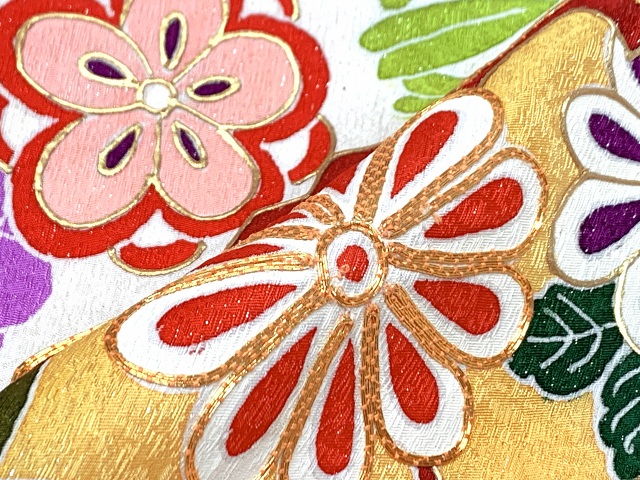 七五三 着物 7歳 女の子 フルセット 表地・胴裏正絹 本絞り 金駒刺繍