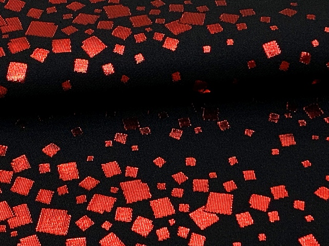 七五三 袋帯 正絹 桐生織 こども・ジュニア用 日本製 全通柄の女の子用祝帯 仕立て済み【黒x赤】