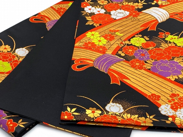 袋帯 桐生織 正絹 全通 七五三 7歳、ジュニア 女の子用祝帯 日本製