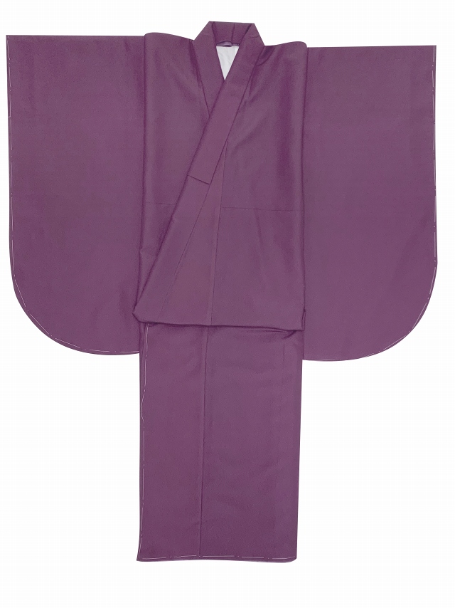 色無地 合繊 卒業式のニ尺袖着物(Sサイズ) ジュニア用着物(130サイズ)としても使用可【くすんだ紫】