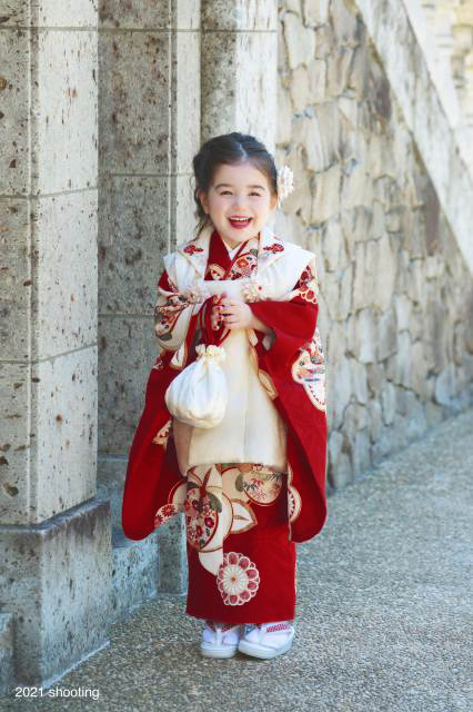 七五三 着物 ３歳 女の子 お祝い 着物セット 赤 花柄 - 七五三