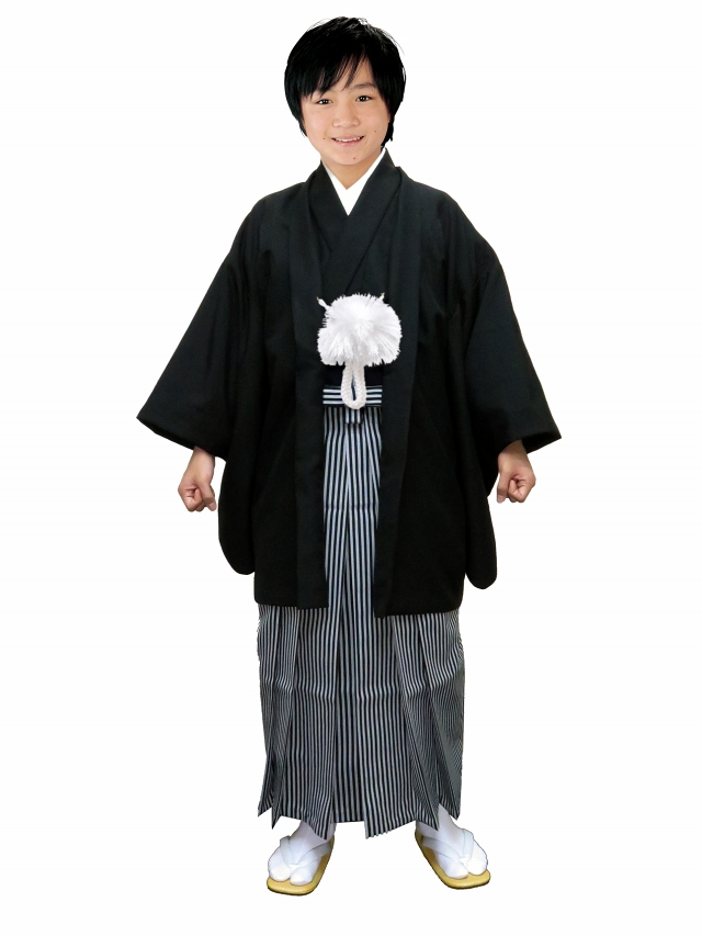 卒業式 十三参りに 男子ジュニア用 紋付袴セット(合繊) Ｓサイズ 130cm