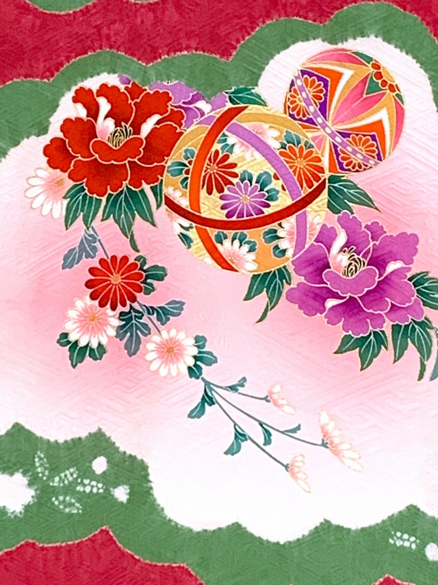 お宮参り 着物 女の子 本絞り 金駒刺繍 日本製 赤ちゃんのお祝い着 (初着 産着) 正絹【赤系、束ね熨斗とおしどり】
