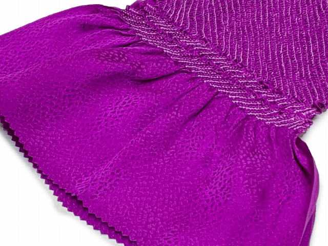 七五三 帯揚げ 子供用 7歳 女の子 正絹 総絞り 帯上げ【紫】