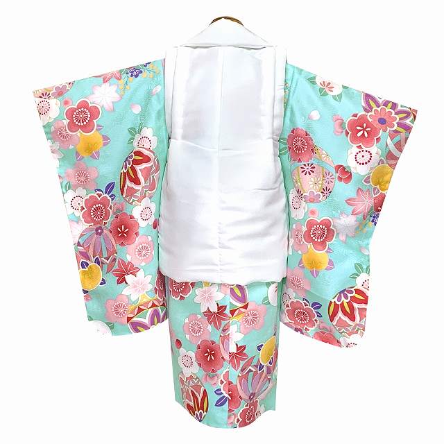 七五三 三歳 正絹 女児 被布着物フルセット 日本製 古典柄 NO27195